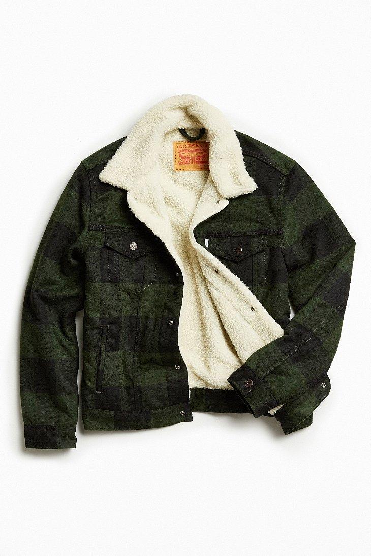 Levi's Buffalo Plaid Flannel Sherpa Trucker Jacket for Men | Lyst